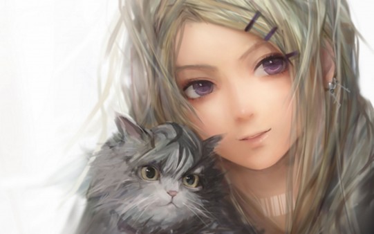 Chica Anime con Gatito